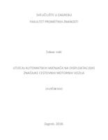 Utjecaj automatskih mjenjača na eksploatacijske značajke cestovnih motornih vozila