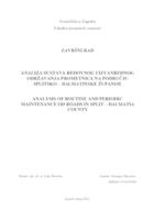 Analiza sustava redovnog i izvanrednog održavanja prometnica na području Splitsko-dalmatinske županije