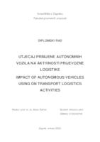 Utjecaj primjene autonomnih vozila na aktivnosti prijevozne logistike