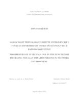 Mogućnost tehnologije umjetne Inteligencije u funkciji informiranja osoba oštećenog vida u radnom okruženju