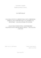 prikaz prve stranice dokumenta Analiza sustava redovnog i izvanrednog održavanja prometnica na području Splitsko-dalmatinske županije