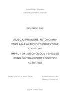 prikaz prve stranice dokumenta Utjecaj primjene autonomnih vozila na aktivnosti prijevozne logistike