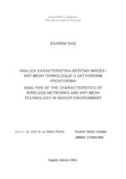 prikaz prve stranice dokumenta Analiza karakteristika bežičnih mreža i WiFi mesh tehnologije u zatvorenim prostorima